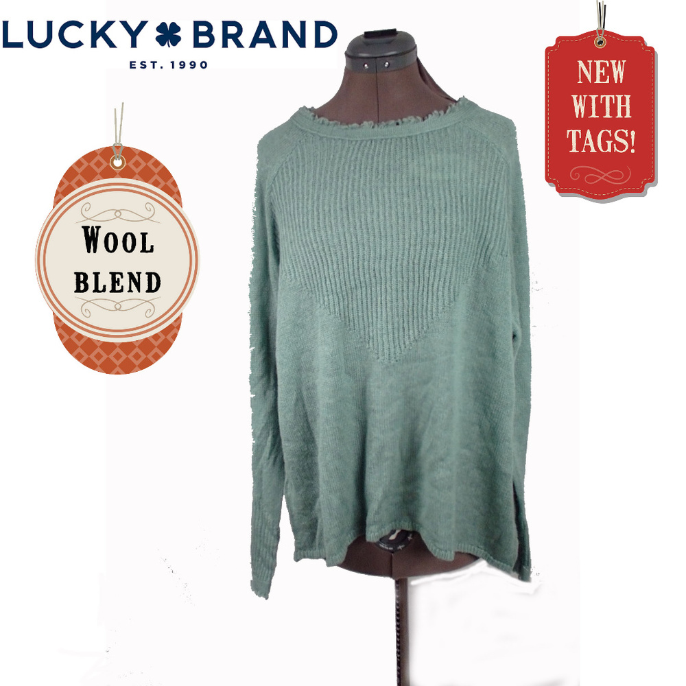 NWT Lucky Brand Wool Blend Seafoam Sweater